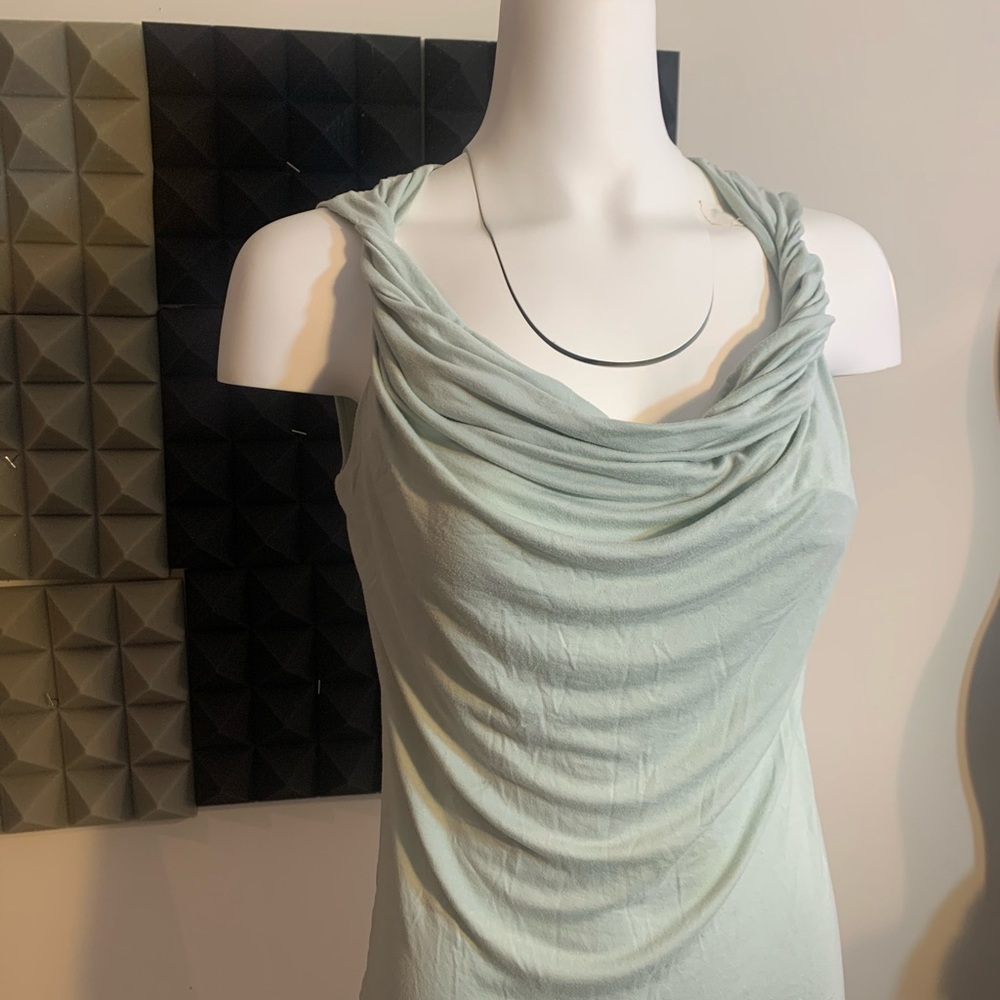 Bunched Low Cut Cowl Neck Scoop Tank Top